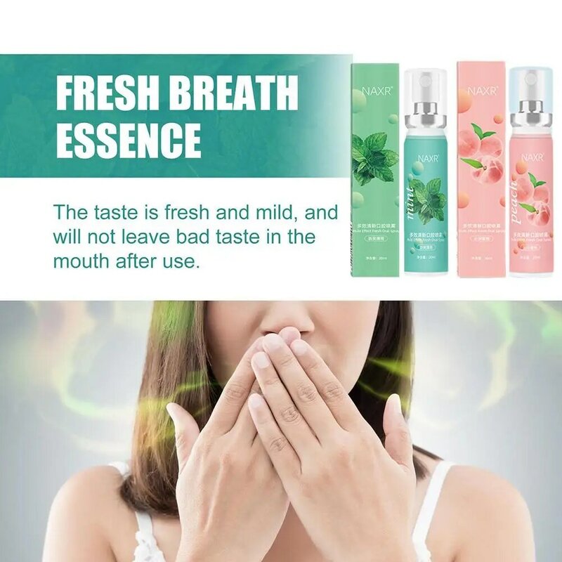 20ml Oral Fresh Spray Litchi Peach Flavor Freshener Portable Unisex Persistent Fragrance Deodorant Breath Spray Mouth Spray