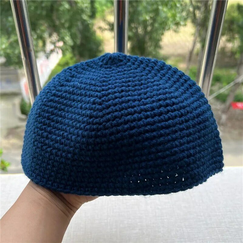 Spring and Autumn Hat Male Muslim Prayer Hat Islamic Worship Hat Kufi Knitted Cap Solid Color Saudi Arabic Hat