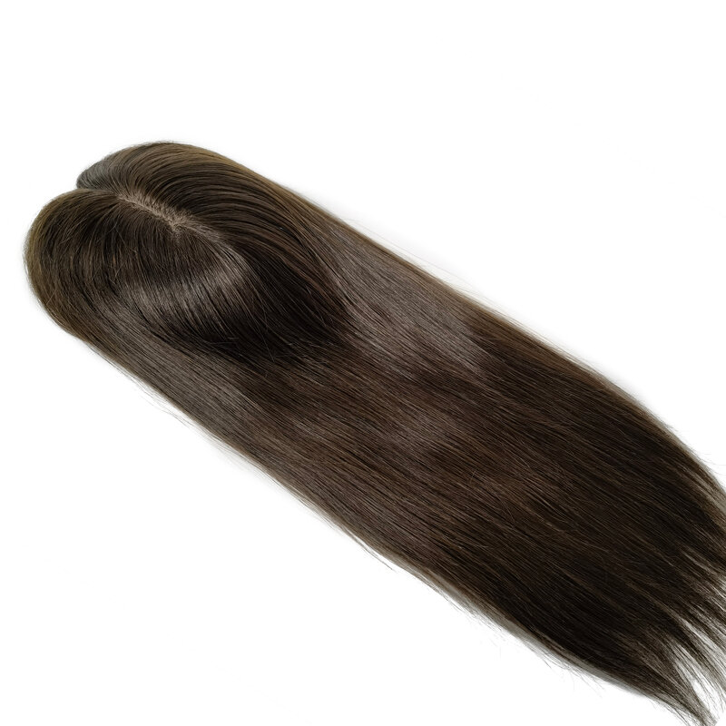Topper de cabello humano Remy para mujer, Base de seda recta, 15x16CM, Topper para pérdida de cabello, 12-20 pulgadas