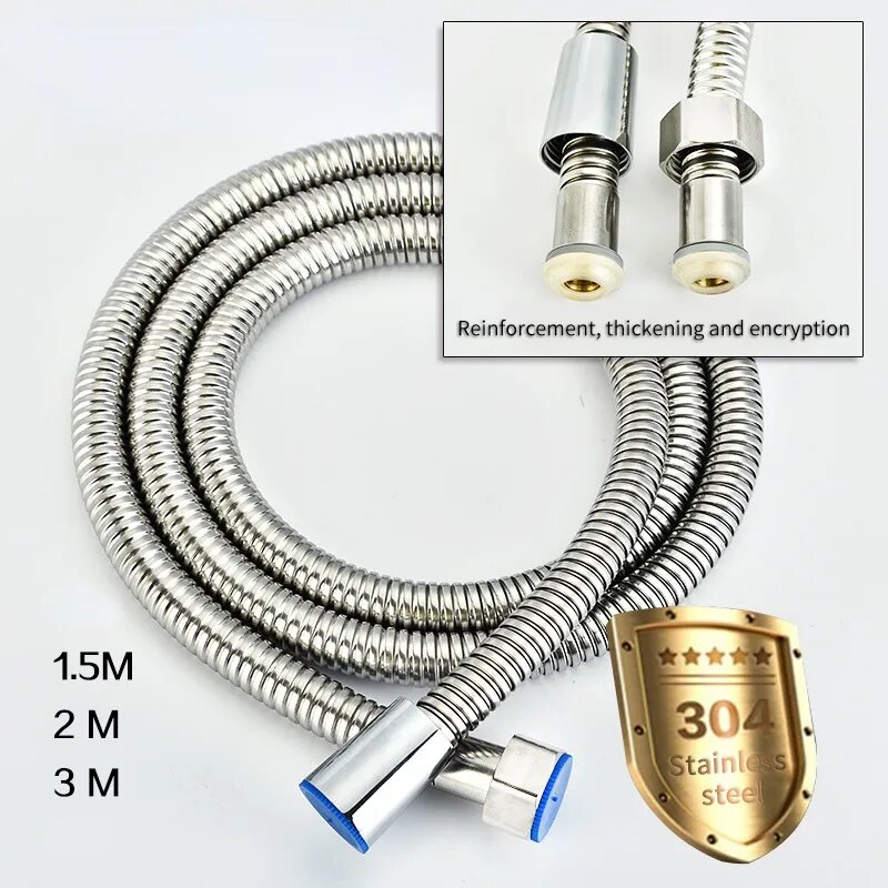 New Stainless Steel Shower Hose Long Bathroom Shower Water Hose Extension Plumbing Pipe Showerhead Tube Bathroom Accessorie