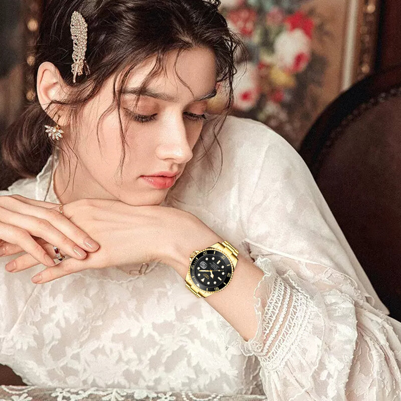 Часы наручные LIGE женские с браслетом из стали, модные брендовые Роскошные креативные, для дайвинга
