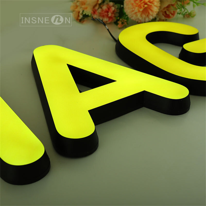Front Frontlit Lettering Sign, Borderless Character Acrílico Carta, Indoor e Outdoor Company, Business Store LED Signs