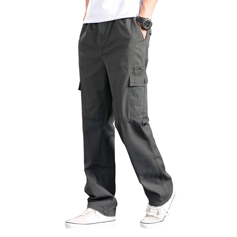 New Cargo Pants Men's Loose Straight Oversize Clothing Solid Grey Versatile Work Wear Black Joggers Cotton Casual Male Trousers