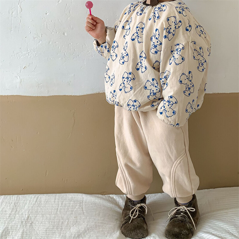子供用の綿のロングパンツ,ルーズフィット,冬用,暖かいベルベット,厚手,子供用,コレクション2022