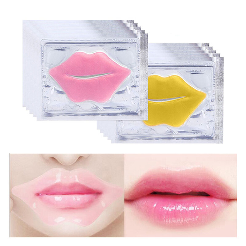 Máscara labial de colágeno cristal, lábios plumper, patches labial rosa, máscaras hidratantes para lábios, cosméticos coreanos, cuidados com a pele para beleza, 20pcs