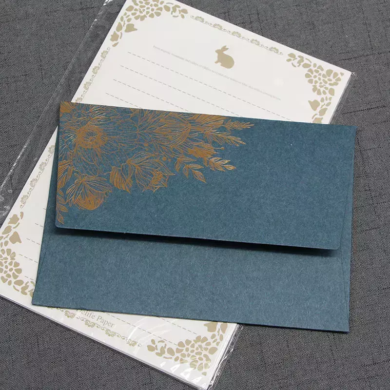 Vintage Bronzing Envelopes Europeus, DIY Wedding Party Convite Cartões Tampa, papelaria coreana, Letter Pads, Envelopes de escritório, 5pcs