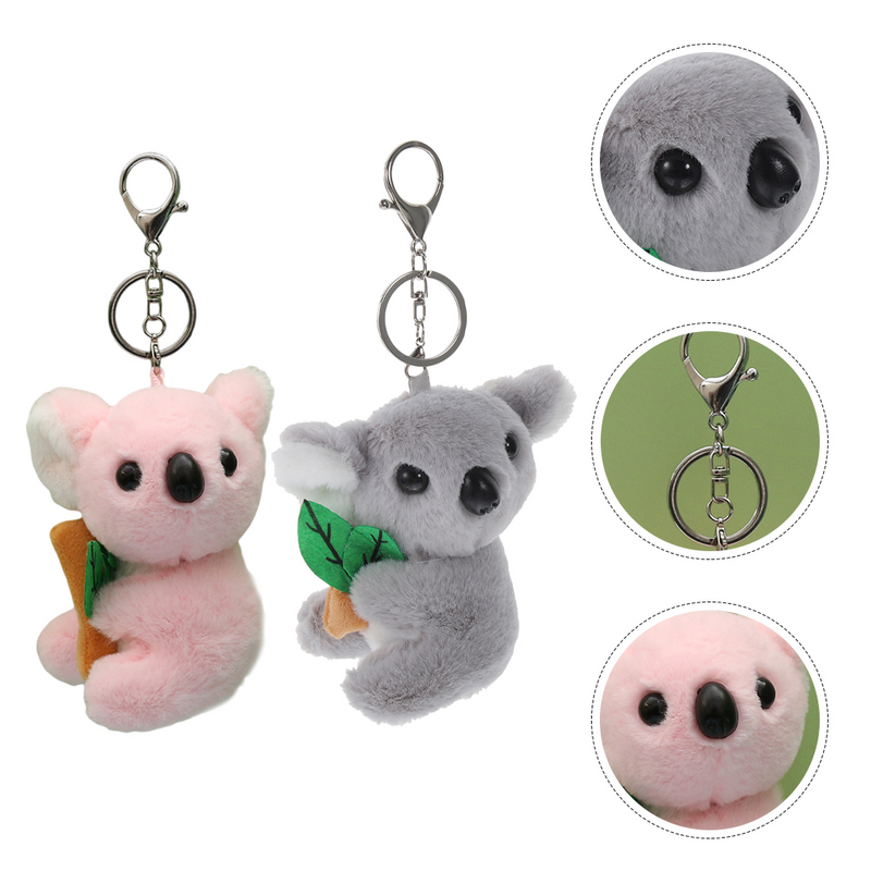2 Pcs Soft Key Ring Koala Keychain Bag Pendant Party Gift 2pcs Miss Fob Pp Cotton Backpack