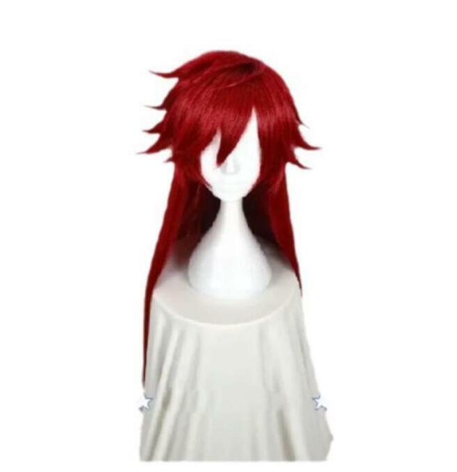 Wig Cosplay Anime Wig panjang berbulu merah gelap Wig Cosplay Hai sintetis tahan panas Wig kostum Cosplay Dakimakura sarung bantal