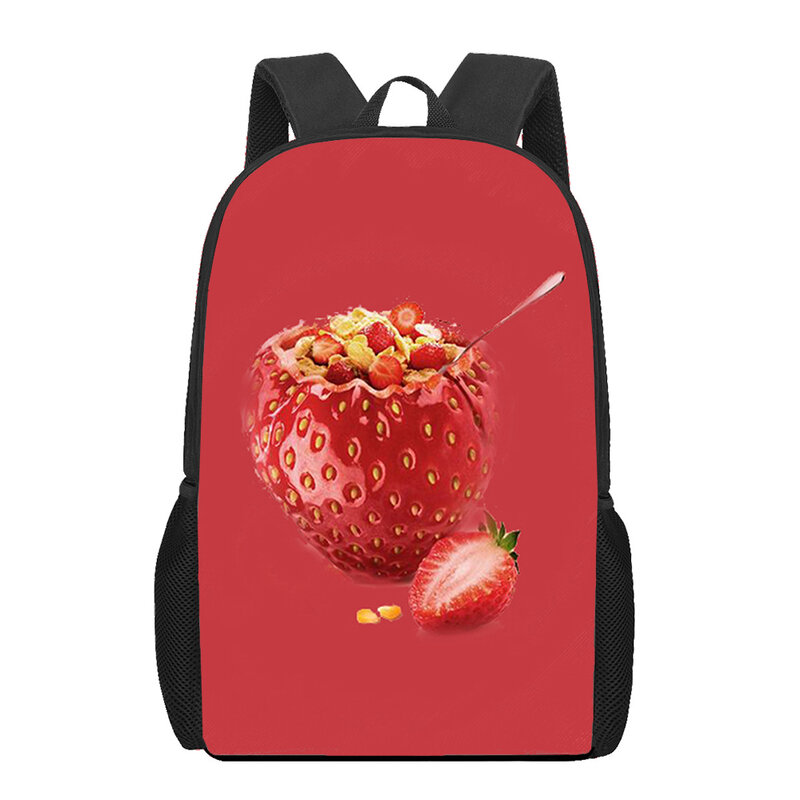 Tas sekolah motif buah 3D segar, Set tas punggung kartun buah lucu 3D untuk remaja perempuan, tas buku, tas buku anak-anak