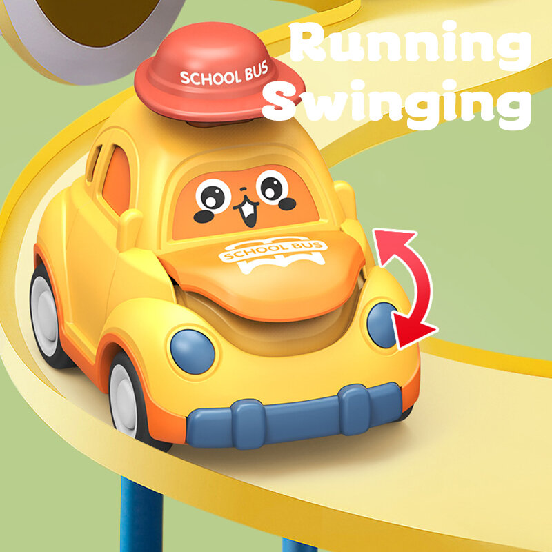 Mała zabawka z kreskówki samochodowa Mini prasa do pojazdów bezwładność wycofuje samochody Montessori wczesna edukacja czołgająca się zabawki dla małych dzieci chłopców