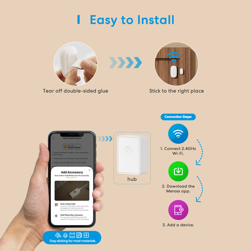 Meross HomeKit Wi-Fi умный датчик двери, датчик открытия окон, закрытый детектор, безопасность умного дома, сигнализация Google Alexa SmartThings