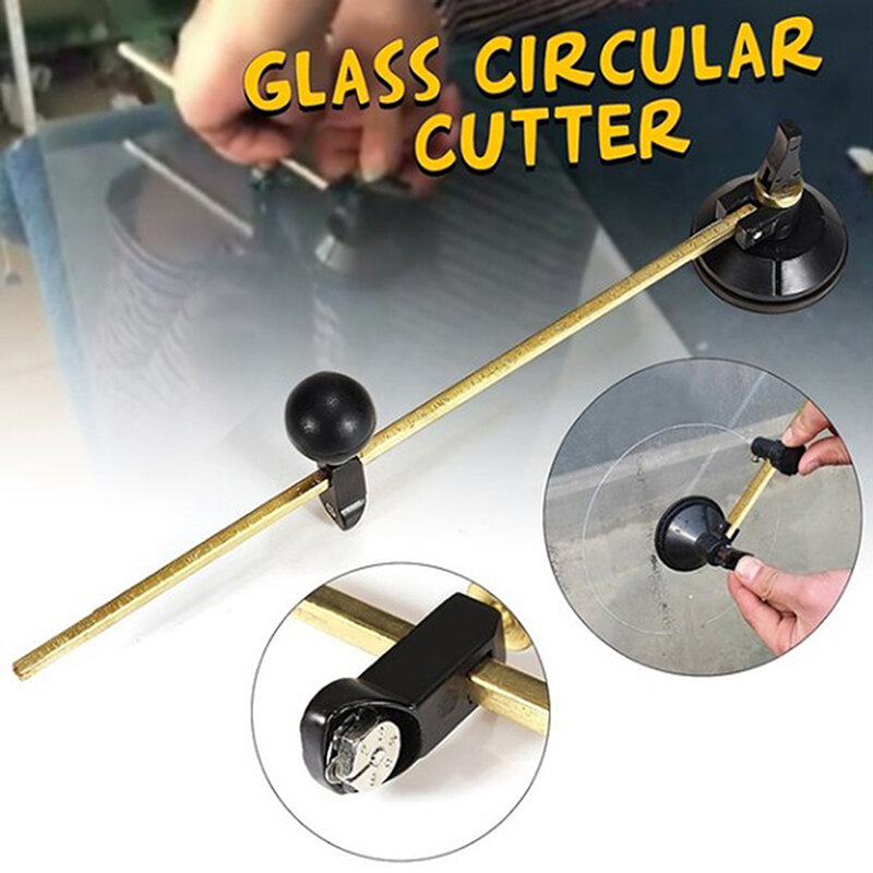 Pemotong kaca lingkaran bundar profesional, alat cangkir hisap pegangan bulat untuk penggunaan rumah tangga & pekerja kerajinan pemotongan kaca
