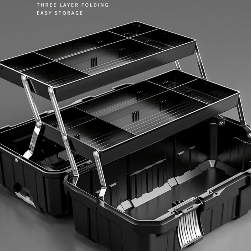 비어있는 대형 도구 상자, 방수 플라스틱 펠리칸 하드 케이스, 접이식 액세서리 보관 도구 상자, 3 단 보관 케이스 정리함