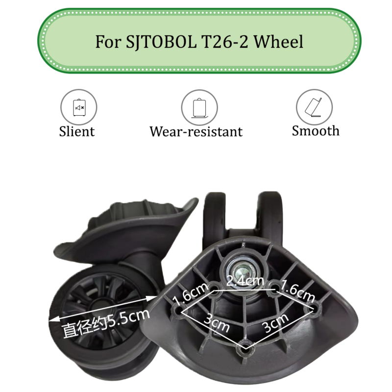 SJTOBOL T26-2 범용 휠 트롤리 케이스에 적합, 휠 교체 수하물 도르래 슬라이딩 캐스터, 내마모성 수리