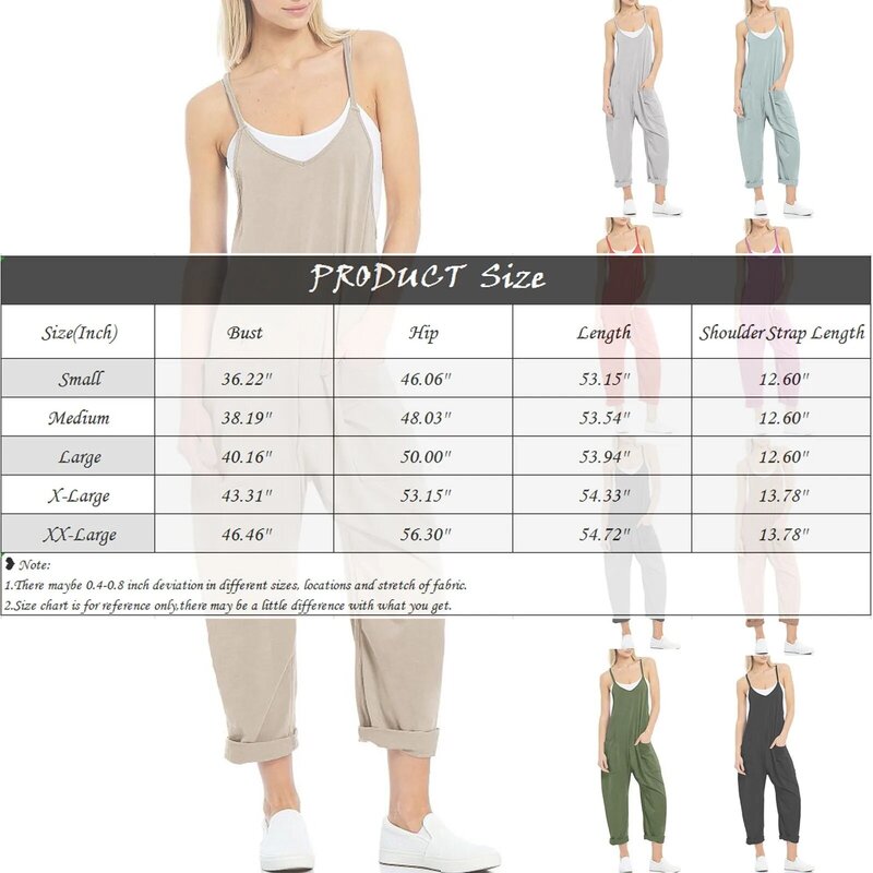 Women'S Sling Jumpsuits Casual Sleeveless Comfortable Loose Jumpsuit With Pockets Daily Regular All-Match Cargo Style Jumpsuits