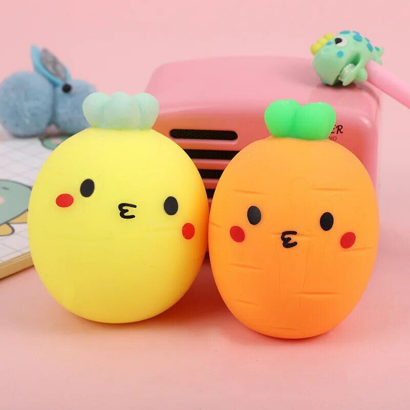 Summer Kawaii Decompress Carrot TPR Decompress Cartoon Radish Imitation Vegetable Vent ball Fidgeting Kids Toy Gift Decorations