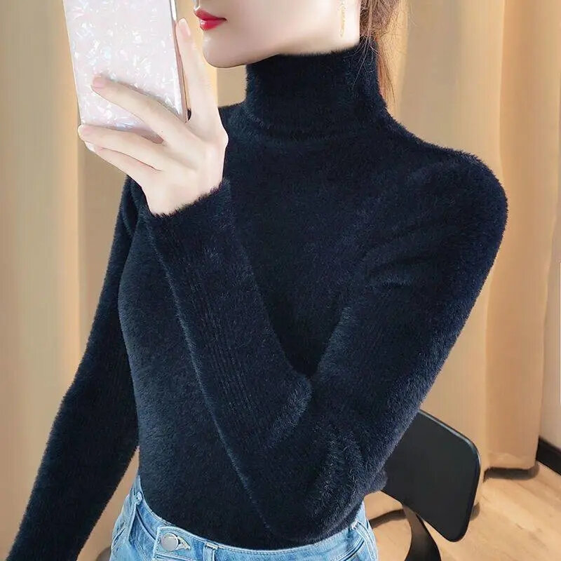 Maglioni a collo alto da donna di base versione coreana nuovo maglione lavorato a maglia autunno inverno top Slim donna Pullover maglione Soft Warm Pull