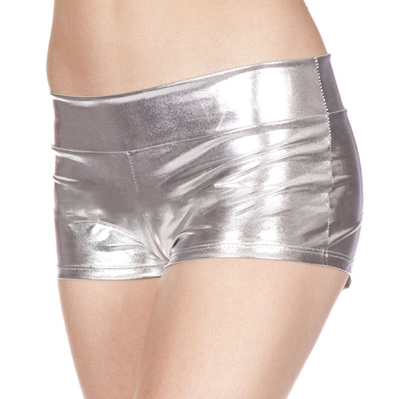 Summer Mini Shorts Women Candy Solid Color Silver Gold Dance Clubwear Work Out Gray Pink Club Street Sexy Bottom