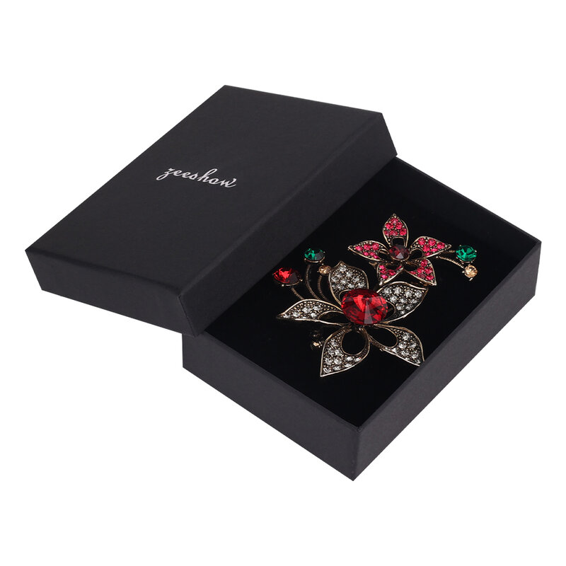 Caja de cartón de papel para joyería, estuche negro Simple, logotipo personalizado, anillo, collar, reloj, caja de embalaje