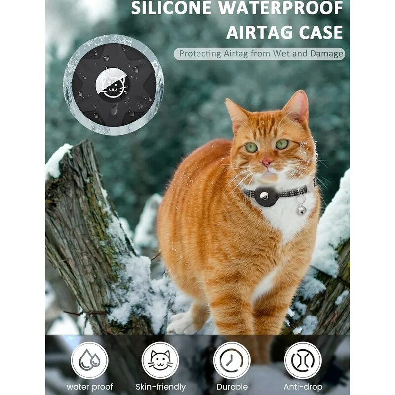 Obroża przeciw zagubionym kotom z uchwytem na Airtag, do umieszczania obroży dla kotka z odblaskowym akcesoria naszyjnikowe