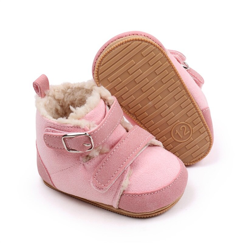 Зимние ботинки с плюшевой подкладкой для новорожденных девочек 0-18 месяцев
