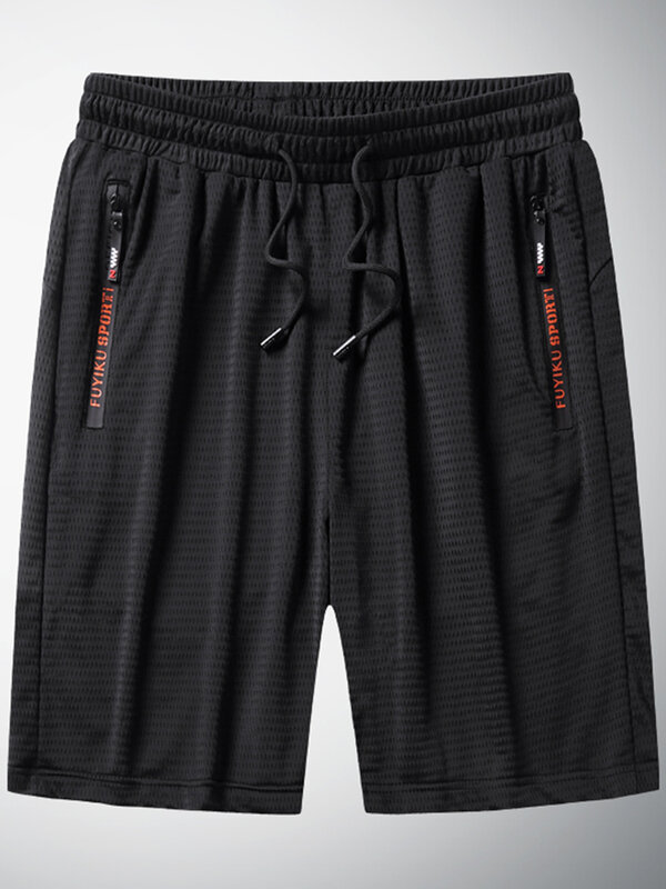 Lato czarna siatka Sweatshorts mężczyźni odzież sportowa oddychające nylonowe proste krótkie bryczesy Plus rozmiar luźne spodenki gimnastyczne na co dzień 8XL 9XL
