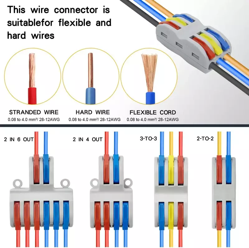 1 In Meerdere Push-In Elektrische Draad Connector Klem Blok Universele Snelle Bedrading Kabel Connectoren Voor Kabelverbinding