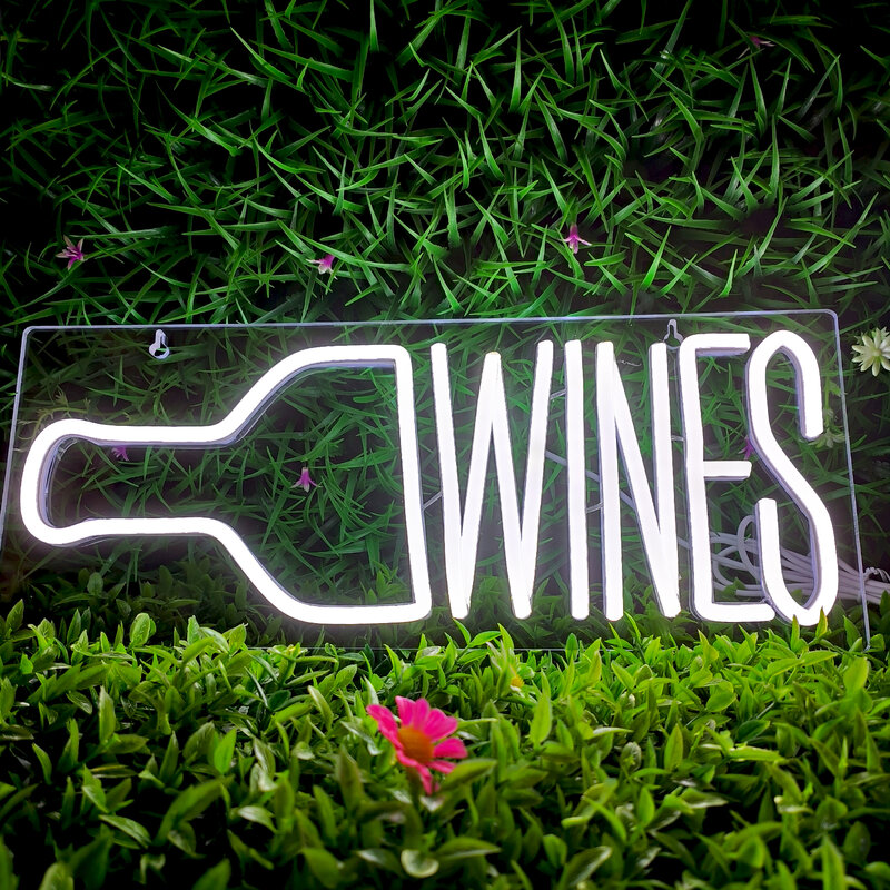 Wines Neon Sign LED Lights Creative Design Logo Bottle Letter Make Up Room Decoration For Party Coffee Home Bar Shop Wall Lamp