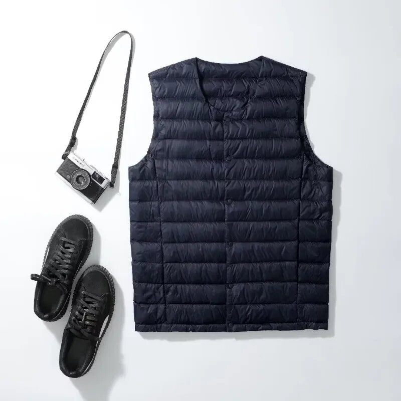 Men's sleeveless down vest Autumn and winter ultra-thin foldable warm white duck down for men Comfortable inner liner and lightw