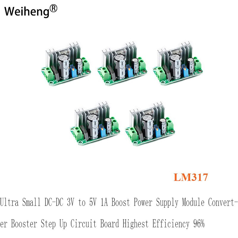 Boost Power Supply Module Converter, Ultra pequeno DC-DC 3V a 5V 1A, Step Up Circuit Board, Maior Eficiência, 96%