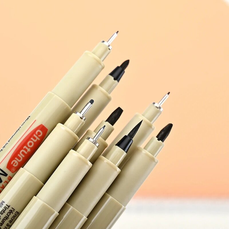 Rotulador de tinta de micras para dibujo de Manga, delineador de pigmento de 12 puntas, pluma de aguja de gancho, juego de papelería para bocetos, suministros de arte