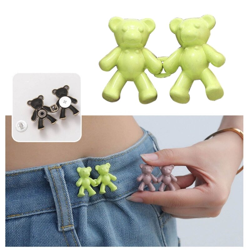 Fast Reach  Bear Jeans Buttons Pins No Sewing Jeans Buttons Adjustable Jeans Buttons Make Trousers Tighter for Denims