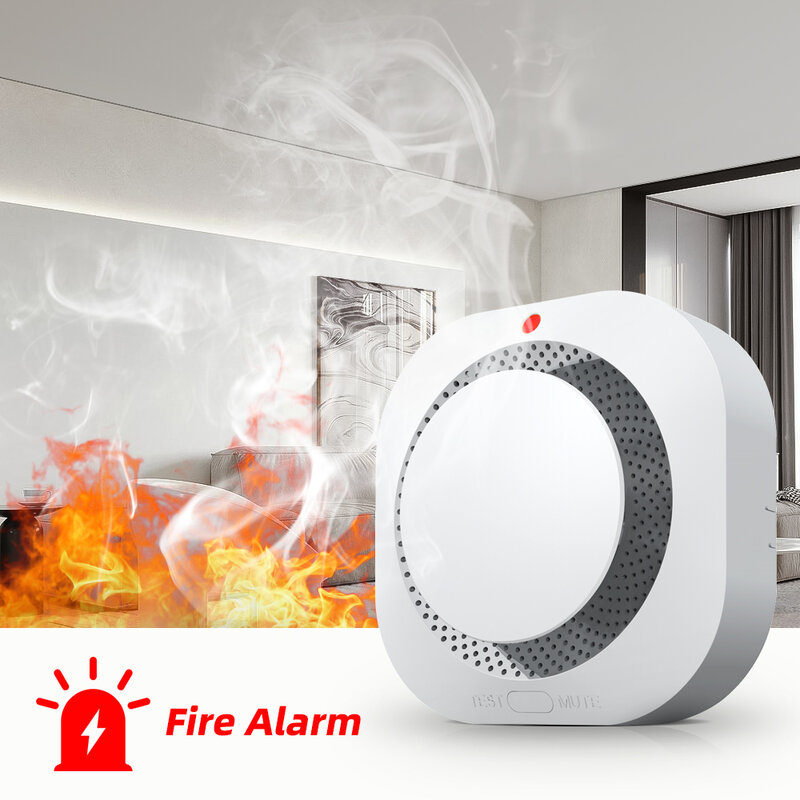 Detector de humo inalámbrico, 433mhz, detección en tiempo Real, Sensor de alarma de protección contra incendios para seguridad del hogar, equipo contra incendios