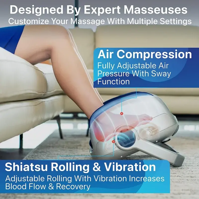 MIKO Shiatsu Foot Massager Machine Deep Tissue Massage Improves Circulation, Blood Flow with Deep Kneading, Heat Therapy - Plant