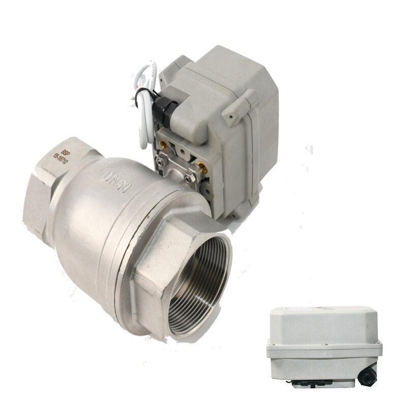 Cr201 DN40 12VDC 4-20Ma Motorized Control Flow Stainless Steel Thread 2 Way Valve Electric Water Control Actuator Ball Valve
