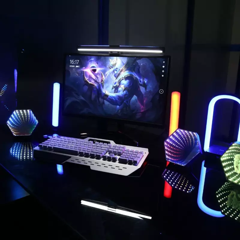 3D lampa lustrzana oświetlenie otoczenia biurkowy kreatywny gra komputerowa RGB Shaker kontrola dźwięku Pickup lampa inteligentna aplikacja nocna kontrola światła