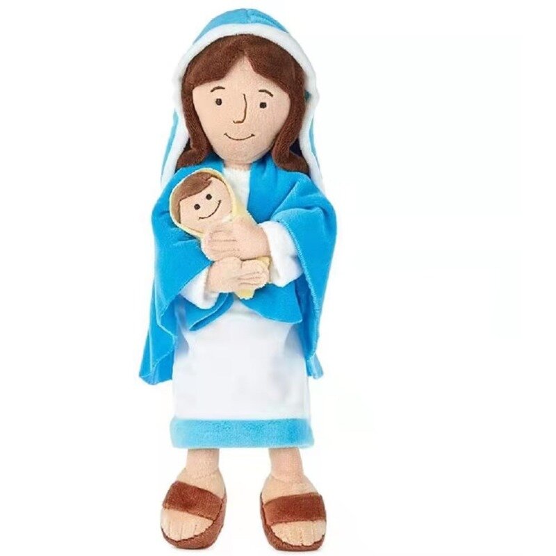 Boneka Maria wanita Yesus 32cm boneka tokoh agama mewah boneka Natal Paskah Yesus Kristus mainan mewah