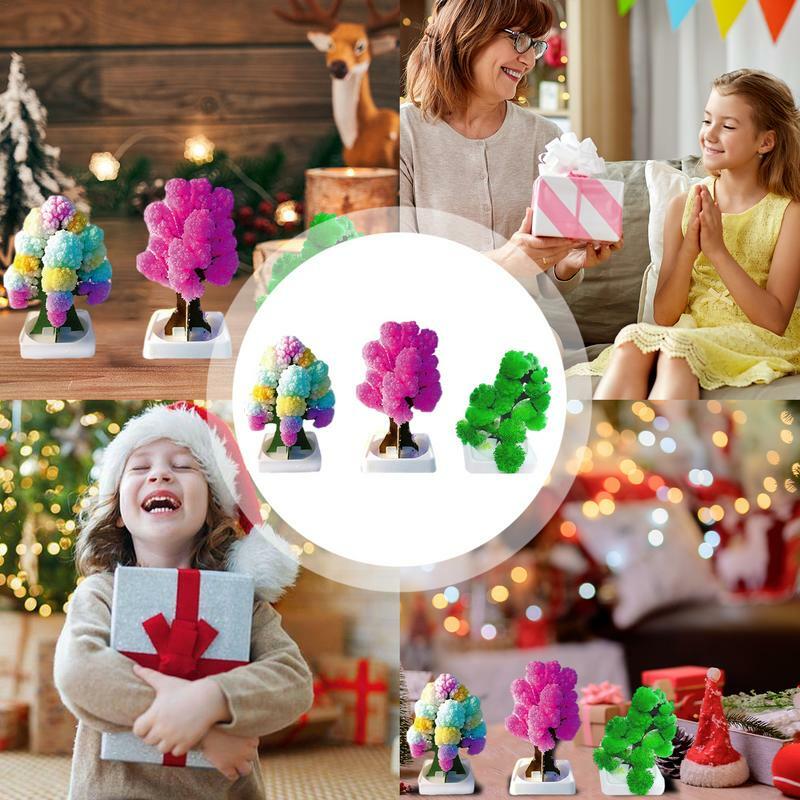 3 In 1 Growing Crystal Christmas Tree Cardboard Novelty Kit toys for Kids Funny Educational and Party Toys DIY Xmas Ornaments