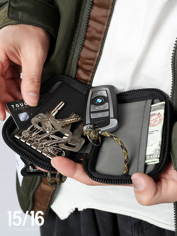 Gaya Jepang kasual tempat kunci mobil Dompet koin pria pengatur kunci tahan air dompet kecil kantong Edc tas kunci