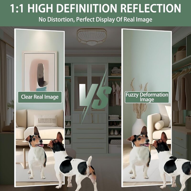 مرآة باب معلقة بطول كامل Hasipu ، مرآة حائط لكامل الجسم لغرفة النوم وغرفة المعيشة ، 51 × 16 بوصة