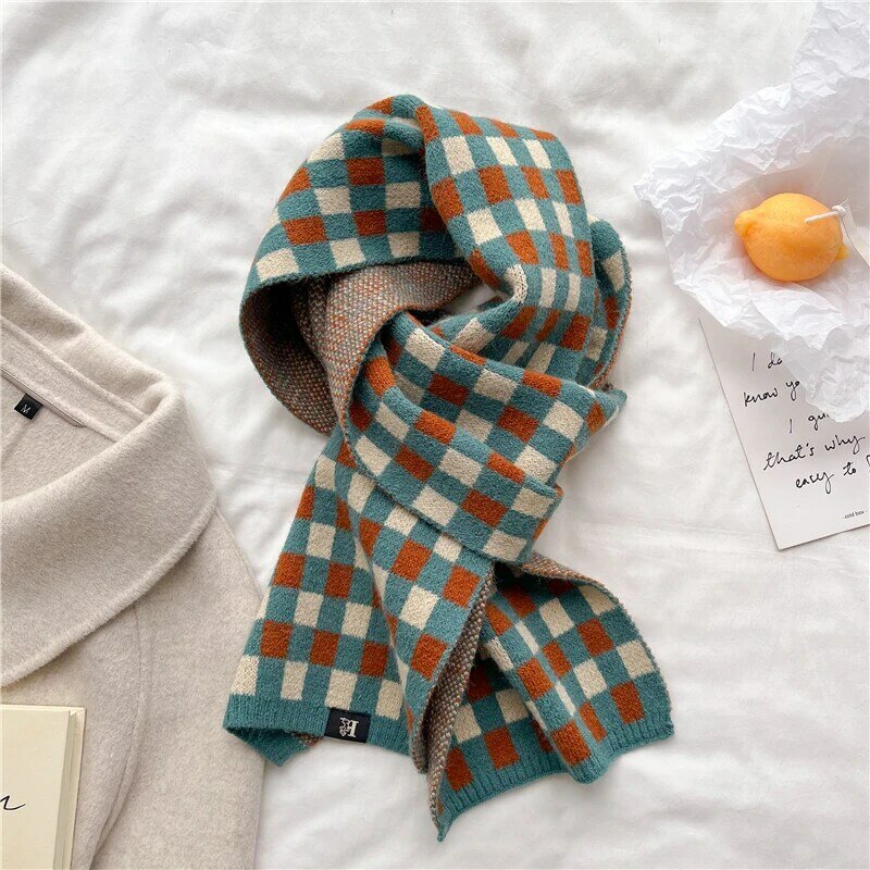 Тонкий шейный платок для женщин, вязаный зимний теплый шарф в Корейском стиле с бриллиантами, шерстяная пряжа, шаль, шарф Bufanda 2022