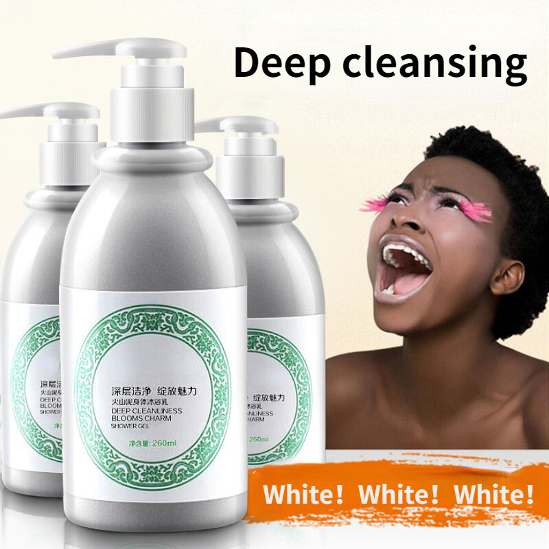 Gel de banho Whitening Volcanic Mud, lavagem profunda para o corpo, pele limpa, hidratante, esfoliante, alta qualidade, 260ml