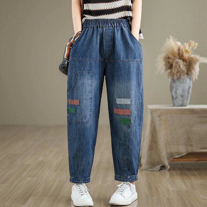 Dames Casual Boyfriend Jeans Nieuwe Aankomst 2024 Lente Koreaanse Stijl Streetwear Basics Losse Dames Denim Harembroek B3701