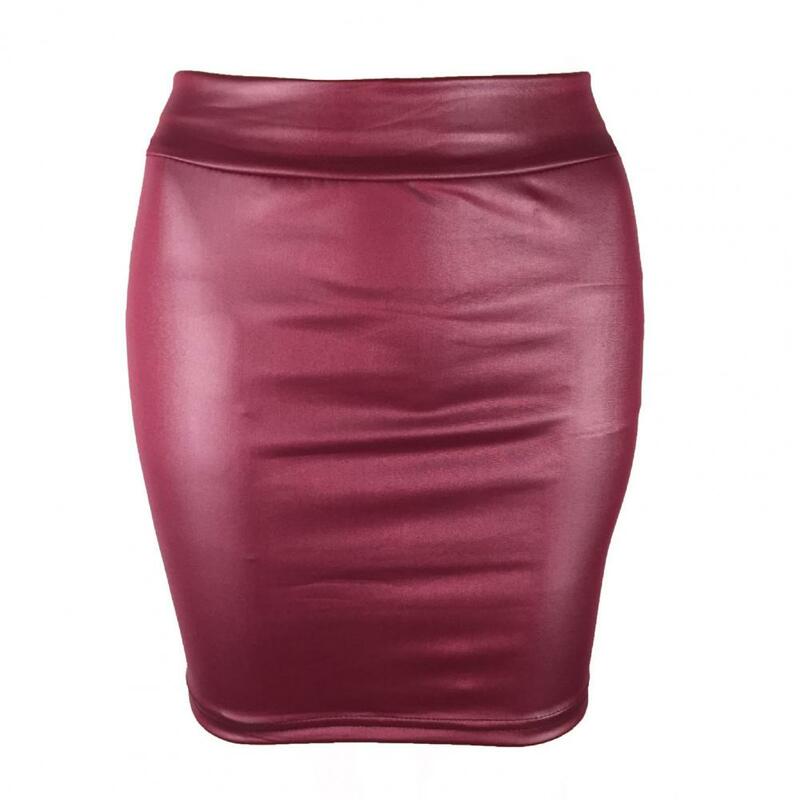 Minifalda larga de piel sintética para mujer, prenda ajustada de cintura alta, Color liso, Color mate, cómoda, ropa de calle