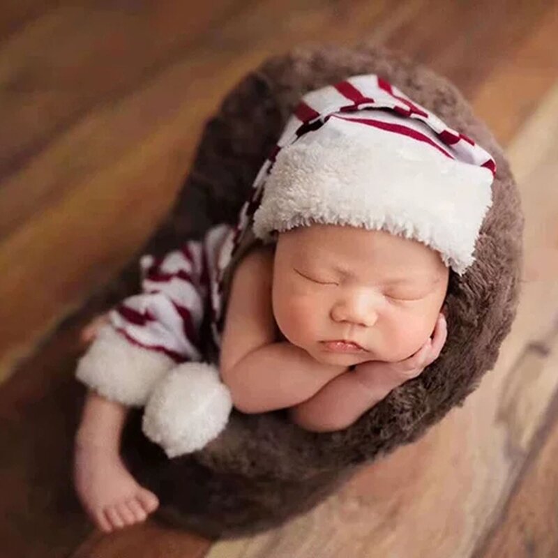 2Pcs Baby Infants Stripe Crochet Hat+Shorts Set Newborn Infant Photography Props