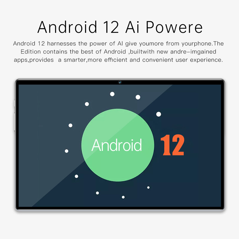 Android 12 Tablet com Dual SIM Cards, Chamada Telefônica, IPS 1280x800, 8GB de RAM, 64GB ROM, Wi-Fi, Tipo-C, GPS, 10,1 pol, 2023