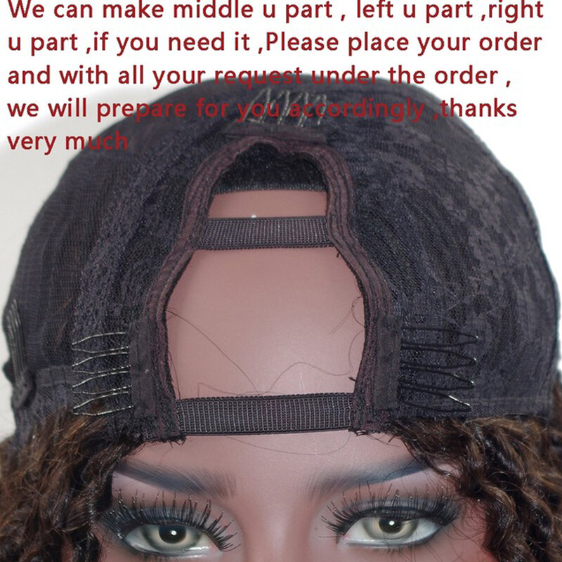250Density Thick Kinky Curly Natural Black Easy Wear Middle V Part Wigs for Women Glueless 100% Indian Remy Human Hair Wigs