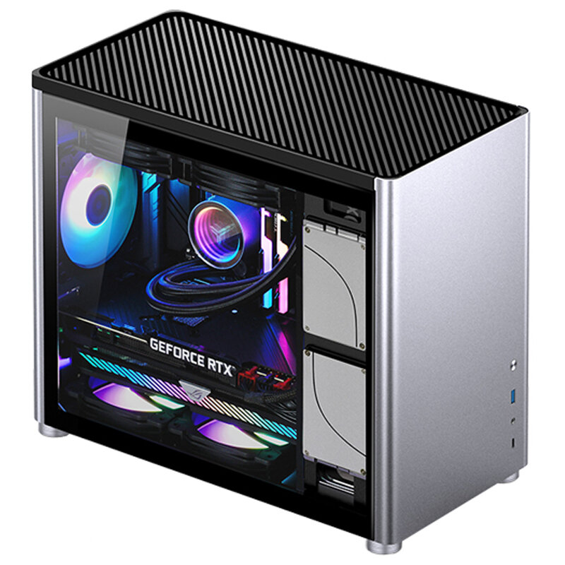 D30 M-ATX case ATX aluminum case silver mini computer case 240 water cooling double-sided side transparent glass
