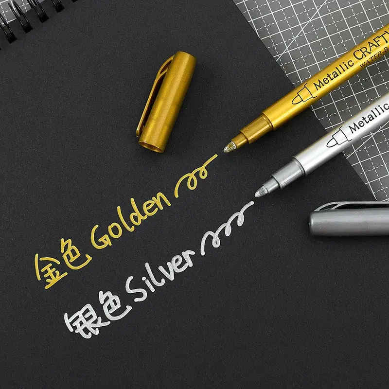2/1pc Pinsel Metallic Marker Stifte Gold Silber Farbe Permanent Art Marker für Manga Handwerk Scrap booking Schule Briefpapier Lieferungen