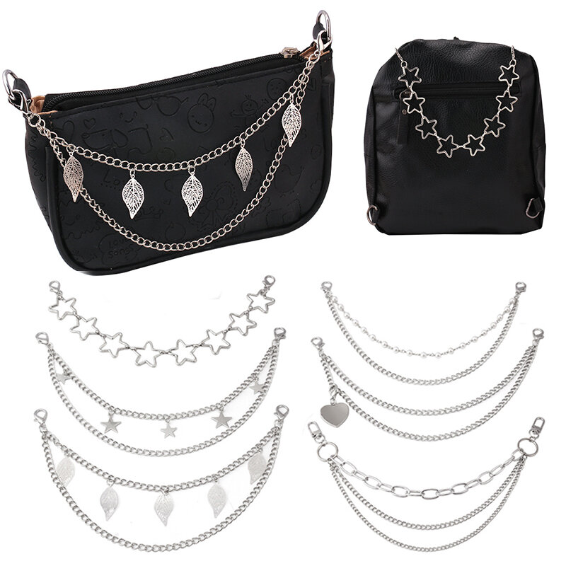 Multi-Layer Bag Chain, Personalidade Bag Handle Pendant com Lobster Buckle Delicado Metal Chain Ornamentos, Moda Bag Pendants